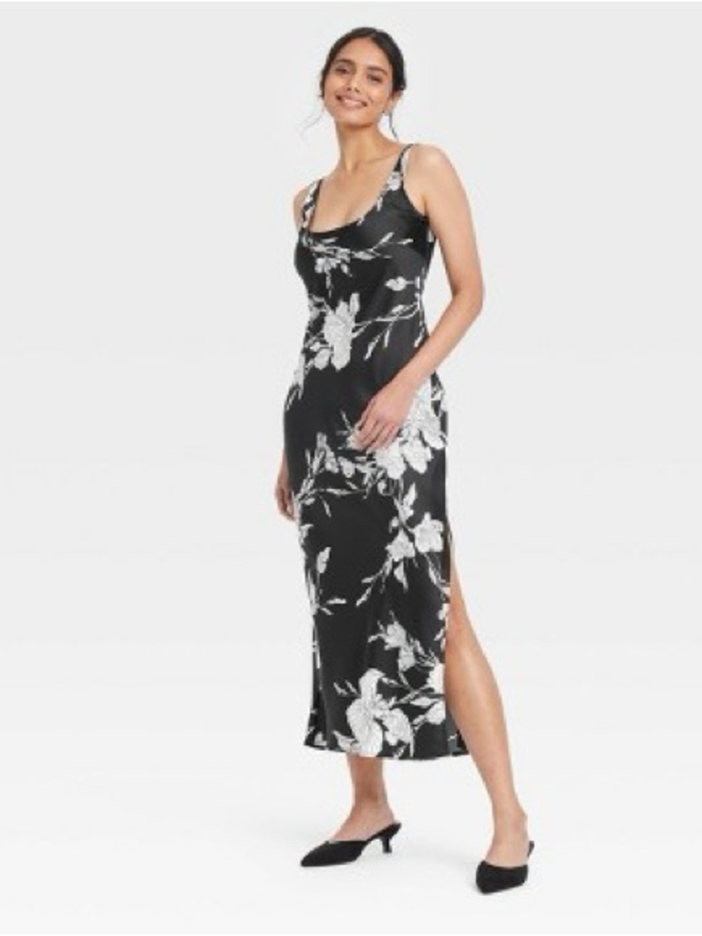 a new day Black and White Floral Slip Maxi Dress